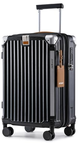 Joyway Koffer Trolley Reisekoffer von ABS Hartschalen Trolley mit Getränkehalter und 4 Rollen TSA Schloss Schwarz