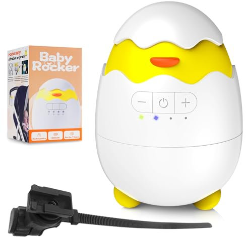 Robofun Kinderwagenschaukler - 2025 Das Original-Schlafhilfe für Babys, 5 Einstellbare Schaukelintensitäten, USB-C Aufladbar, Tragbare Schaukelfunktion für Den Kinderwagen Beweger Elektrisch, Weiß