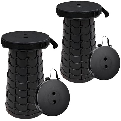 Lot de 2 tabourets pliants portables, télescopiques réglables en hauteur, légers, portables et durables, adaptés pour le camping en plein air, la pêche, le barbecue et la randonnée, la cuisine