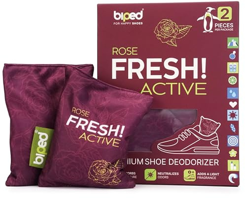 biped FRESH! ACTIVE – Skodeodorant med bambuaktivt kol – doftkudde eller PURE utan olja – mot svett och dålig lukt med torkande effekt, för fräschare skor z2926(ROSE)