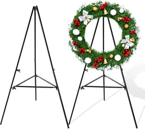 FULAIERGD 2 Pcs Christmas Metal Wreath Stand Holder - Detachable Wreath Holder for Cemetery, Wreath Easel for Wedding Flower Display Wreath Holder for Grave Gravestone Indoor,Outdoor Decorations