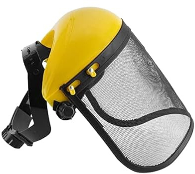 A.M.C. Visiera Decespugliatore Maschera Protettiva a rete Regolabile protezione per Viso e Occhi Scudo Facciale Protettivo Giardinaggio Casco Sicurezza (GIALLO)