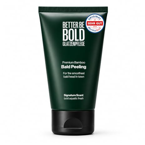 BETTER BE BOLD – skallig skrubb med bambufiber – mild hårbottenskrubb mot talg och mjäll – med pantenol och E-vitamin – 99 % naturlig – vegansk – anti--Shine – rakning förberedelse – 150 ml