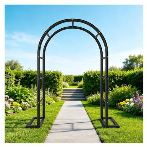 Arco Per Rose Rampicanti Da Giardino Resistente Traliccio Per Rose Arco Da Giardino In Metallo Pergolato Da Esterno In Ferro Per Fiori Piante Decorazioni Ed Eventi(Nero,W140cm*H230cm)