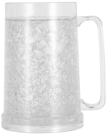 FOMIYES Boccale da birra per congelatore: Bicchieri da birra in plastica a doppia parete isolante - Boccale trasparente da 500 ml/16 oz con manico - Accessori per casa, bar e pub