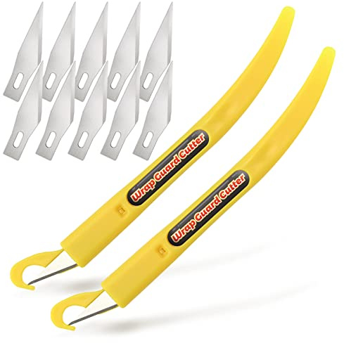 FOSHIO Lot de 2 cutters professionnels pour film de voiture Contours fins - Pour le découpage de film, le papier, le bricolage et le papier peint - Avec 10 lames de rechange