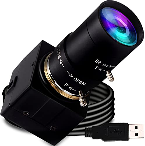 G Varifocal - Cámara web USB (2 MP, zoom óptico 10x, 5-50 mm, cámara web Varifocus, Full HD 1080p, lente varifocal con sensor IMX323, enfoque ajustable, 0,01 lux)
