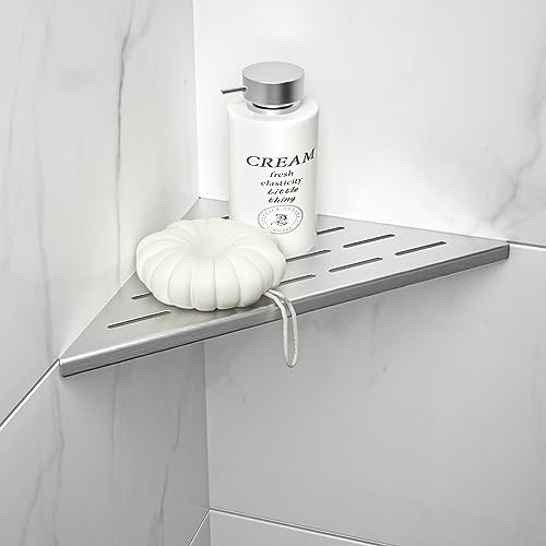 Bernkot Eck Étagère de douche en acier inoxydable 304 Étagère de salle de bain en acier pour murs carrelés, étagère encastrée pour la rénovation de salle de bain (brossé, 254 mm)