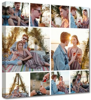 LZIMU Bild Leinwanddrucke mit Ihren Fotos individuelle Mehrfachbilder für die Wand personalisierte individuelle Bild Fotogeschenke (Bild-7, 30.00 x 30.00 cms)