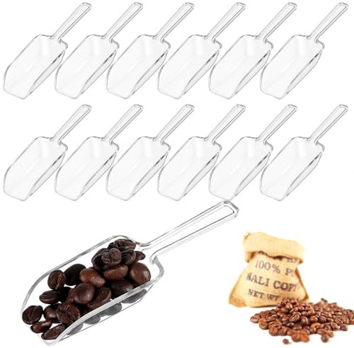 12 Stück Kunststoff-Küchenschaufel, Transparenter Kunststoff Eisschaufel Kleiner Mehlschaufel Multifunktionaler Messlöffel für Süßigkeiten Eis Kaffee und Tee