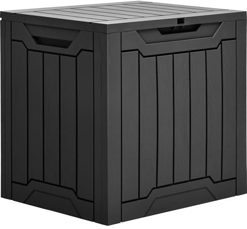 YITAHOME Außengebrauch Harz-Speicherbox 31 Gal, wasserdichte Terrassen-Deckbox für Kissen und Gartengeräte, sicher verschließbar, schwarz.