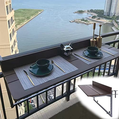 JXIPANUL Balkon-Hängetisch, Faltbarer Balkon-Stehtisch für Geländer, Outdoor-Hängestangen-Tische für Terrasse, höhenverstellbare kleine Outdoor-Tische für Terrasse, platzsparender Servierti