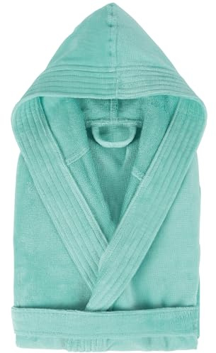 Linnea Peignoir à Capuche Enfant Cool Coton 10 Ans Velours Vert Aguaverde