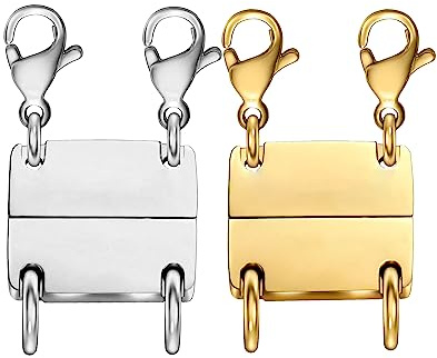 Clysoru Necklace Layering Clasps and Closures for Women Gold and Silver Multiple for Layered Separator Beads Chain Extender Necklaces Bracelet Safety Jewelry Clasp