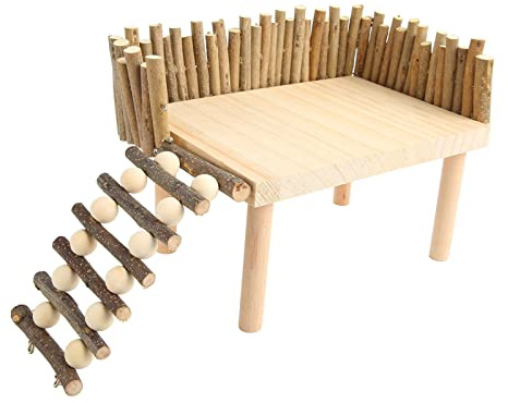 Plataforma de Escalada de Hámster, Pequeños Animales Domésticos con Valla Plataforma de Actividad de Juego de Hámster de Madera para Hámsters, Jerbos, Ratas (Universal)