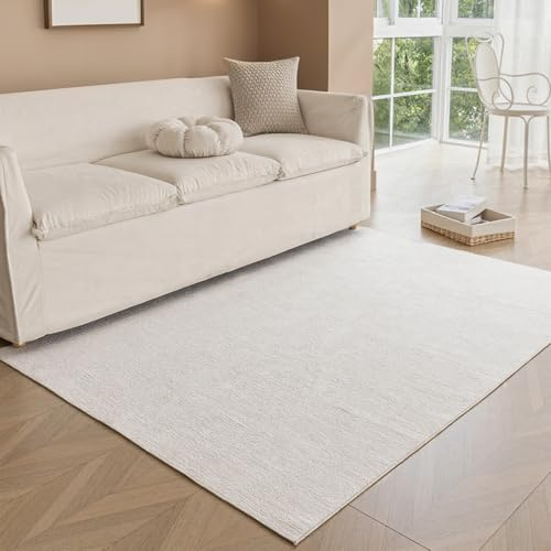 Obundi Area Rugs, 80x120cm, Cream Carpets for Living Room, Small Non Slip Rug, Machine Washable Rug, Short Pile Rugs for Bedroom, Bedside Carpet for Kitchen, Office, Kids Room, Lounge, Dining Room