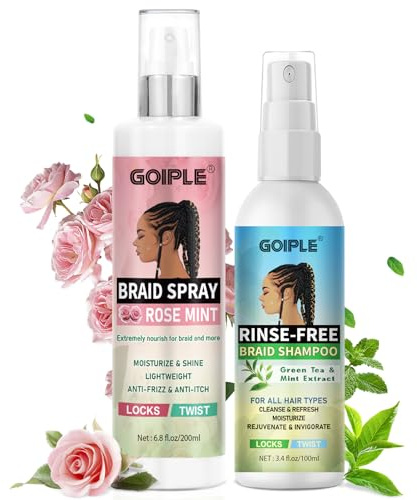 Rose Mint Braid & Loc Spray - 2PCS Rinse-Free Anti-Itch Formula with Rose Water for Dreads, Twists & Weaves | Eliminates Build-Up, Odor & Flakes