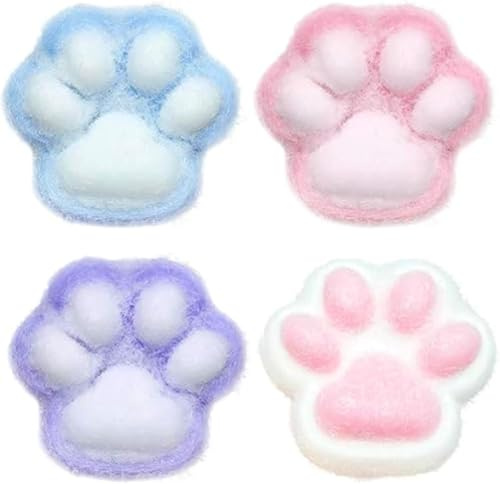 Taba Squishy, 4 Piezas Squishy Gato, Fufu Squishy, Cat Paw Taba Squishy Pata De Gato, Juguete para Apretar con Pata de Gato, Regalo para Aliviar el Estrés para Adultos (4PCS)