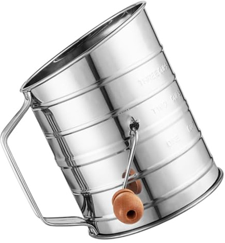 GLEAVI Tamiz De Harina De Tazas con Malla Fina Tamiz Manual De Acero Inoxidable para Hornear Espolvoreador De Harina con Agitador De Asa Herramienta De Tamizado para Repostería