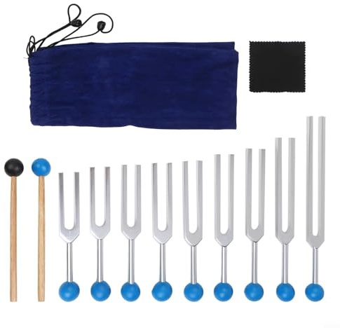 Stämgaffel set 9 st aluminiumlegering läkande och meditationskit med 174 Hz 285 Hz 396 Hz 417 Hz 528 Hz 639 Hz 741 Hz 852 Hz 963 Hz för chakra-terapi yoga