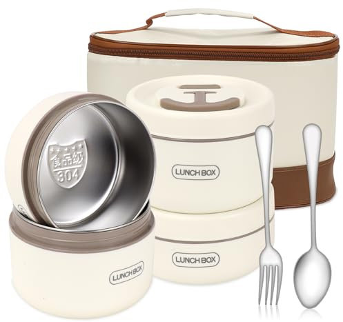XJGQZ Insulated Bento Box, 4-Pack Stainless Steel Stackable Lunch Container