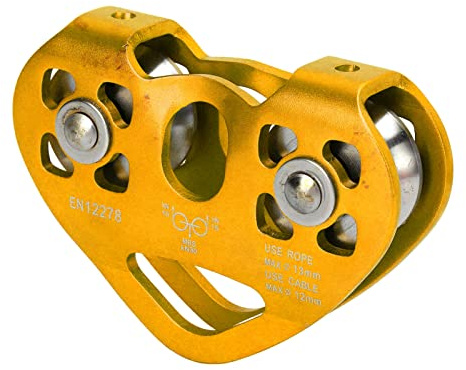 Yechiry Polea De Tirolesa De Doble Escalada, Polea De Acero Inoxidable De Aleación De Aluminio, De Transporte Aéreo En Forma De Corazón, Ideal para Teleférico Y Uso Escénico (GOLD)