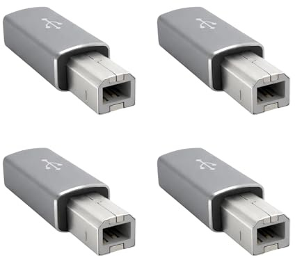 JXRSKJ 4PCS Adaptateurs USB C Femelle vers Imprimante Mâle, Adaptateur USB C vers Imprimante, Connecteur Convertisseur USB Type C vers USB B pour MIDI, Pianos Électroniques, Scanners et Imprimantes