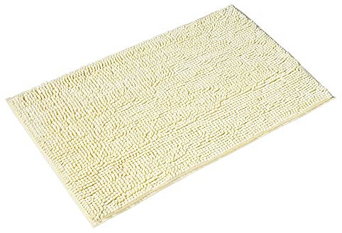 PANA® Chenille Badematte (50x80cm) • Mikrofaser Badematte • rutschfest & Waschbar • Badteppich, Badvorleger, Duschmatte, Duschvorleger • Weicher Badezimmerteppich Chenille • Farbe: Papyrus