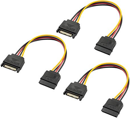 baolongking SATA Extension Cable SATA 15 Pin Power Male to Female Extender Cable Cord Adapter for SSD, HDD, PCI-E, Hard Drive Disk- 3 Pack