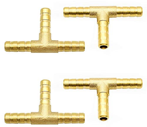JUN-H 4 Pièces 6mm Pièce en T Connecteur De Tuyau en Laiton Connecteur D'Extension De Tuyau Connecteur De Tuyau d'air Comprimé Connecteur De Tuyau De Carburant