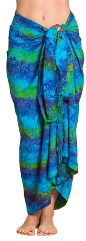 PANASIAM Pareo - L & XXL Pareo opaco - Paño de playa | Para mujer & hombre, como falda pareo o vestido de playa ligero, cubre bikini, pieza única artesanal teñida a mano