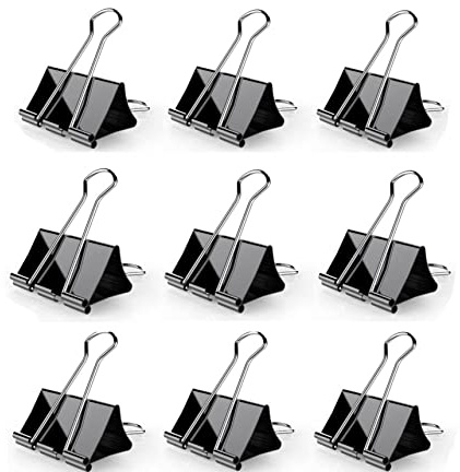 Fermacarte, Clip Multiuso in Metallo Foldback Clip Morsetti Clip di Carta Clip Cravatta Ufficio di Cancelleria Pinze, Colore Nero, per Office Home (9 PZ X 51 MM)