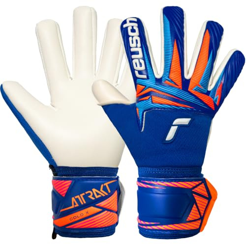 Reusch Guanti da portiere per bambini e adolescenti | traspiranti | per allenamento e partite | tappeto erboso naturale e sintetico | taglie 5-8 | Attrakt Gold X NC Junior