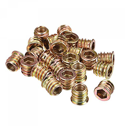 sourcing map M8x13mm Threaded Inserts for Wood Hex Socket Drive Furniture Screw-in Nut 64pcs
