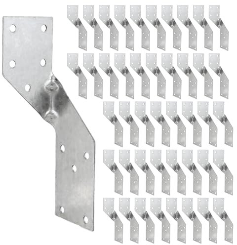 AKOLAFE Lot de 32 ancrages pour chevrons - 40 x 140 mm - Ancrage de pente à chevrons - Charge lourde : 350 kg - En métal galvanisé Sendzimir - Pour bois (16 x gauche, 16 x droite)