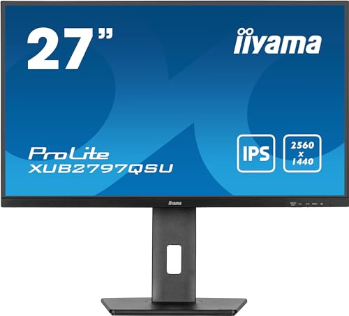 iiyama Prolite XUB2797QSU-B1 68,5cm 27 IPS LED-Monitor WQHD 100Hz HDMI DP USB3.2 Slim-Line Höhenverstellung Pivot AdaptiveSync schwarz