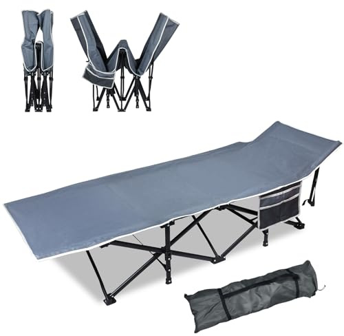 FIVMEN Lit de camp pliable avec sac de rangement, sac de transport, jusqu'à 250 kg, 190 x 62 x 38 cm, pour adultes, jardin, camping, voyage, extérieur et intérieur