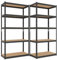 baudim - 2er-Set 180x60x40 cm Schwerlastregal/Steckregal anthrazit mit 5 MDF-Böden je 175 kg Tragkraft, Metallregal, Garagenregal oder Lagerregal, Kellerregal, Werkstattregal