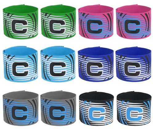 PATIKIL Soccer Captain Armband, 12 Pcs Captain Arm Bands for Soccer Elastic Captain C Arm Band Sports Captain Armbands for Youth Adult Football Team Training 6 Color