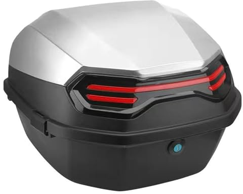 Motocicleta Caja De Equipaje Baúl Superior con diseño de Personalidad para Motocicleta, Gran Capacidad, diseño de Tortugas Marinas, para Scooter, baúl Trasero para Casco(Bright Silver)