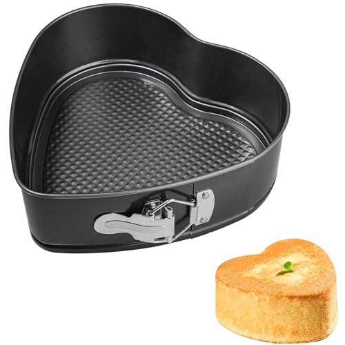 CHEFZOCO Molde repostería corazón, Molde para enamorados, Molde para Horno, Molde san valentín, Molde Pasteles, Soporta hasta 230ºC, Antiadherente, Liberación rápida Clip-Clap, Diámetro 11 x 4.5 cm