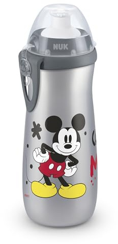 NUK Sports Cup Tasse apprentissage | À partir de 24M | 450 ml | Bec verseur antifuite avec poussoir souple facile à ouvrir & à fermer | Avec clip et capuchon de protection | Disney Mickey Mouse
