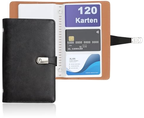 SLIAXINT 1PCS Porta Biglietti da Visita 120 Tasche in Pelle PU, Raccoglitore Biglietti da Visita con Chiusura Magnetica e Tasca Laterale, Organizer Professionale per Carte Bancarie, Ufficio e Viaggio
