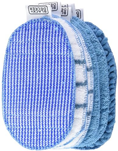 BLACK+DECKER 6-teiliges Reinigungspad-Set für Dampfhandschuh SteaMitt (Reinigungstuch-Aufsatz, inklusive Standard-Pad, Badezimmer-Pad, Scheuerpad, Polierpad) FSHSMPS-XJ