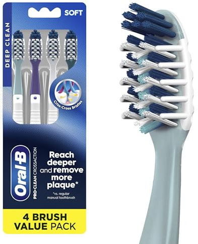 Oral-B CrossAction All In One Toothbrush, Soft, Deep Plaque Removal, 4 count