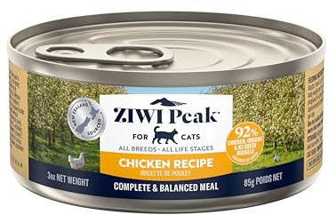 ZIWI Peak Grain Free Cat Food Tins - All Natural High Protein Pate - New Zealand Free Range Chicken Recipe - 24 x 85g Multipack