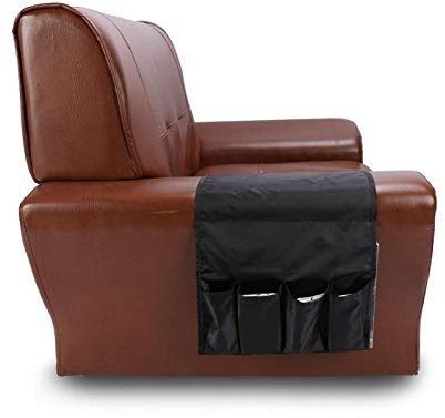 Raguso Tv Remote Control Holder Couch Caddy Arm Rest Organiser , Arm Holder Desk Chair Armrest Hanging Storage , For Phone ,Tray ,Tea Cup ,Pen ,Magazine (Black)