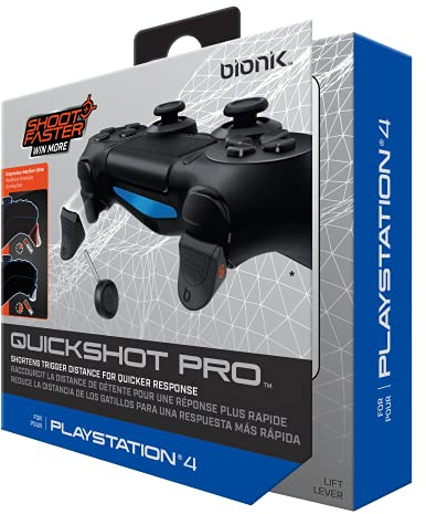Bionik Quickshot Pro: Customizable Trigger Enhancement Kit Designed for PlayStation 4 Dualshock Controllers -Improved Ergonomics - PlayStation 4 controllers triggers