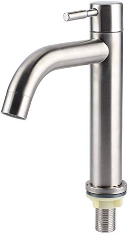 Tissting Robinet Lave Main Eau Froide Robinet Eau Froide Uniquement Lavabo Salle Bain en Acier Inoxydable avec Mousseur Amovible Robinets Évier de Cuisine pour Maison(A)