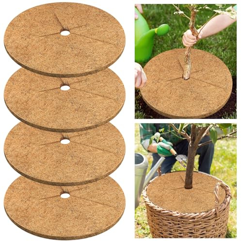 Legigo 4 Pack Coconut Fiber Mulch Ring Tree Plant Protector Mat, 30 Inch